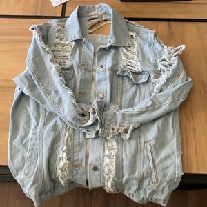 SUPER DISTRESSED, OVERSIZED DENIM JACKET